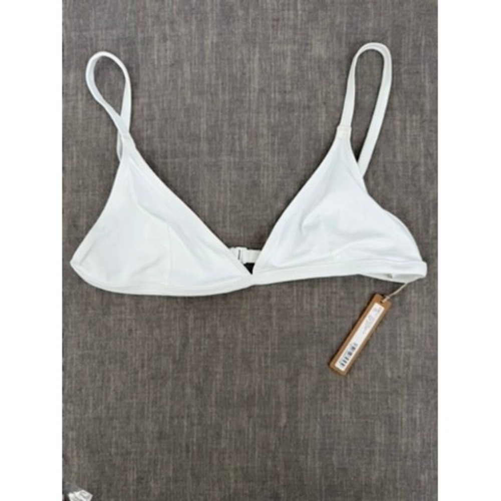SKIMS Recycled Swim Adjustable Triangle Top Snow White Bikini Top Size M NWT